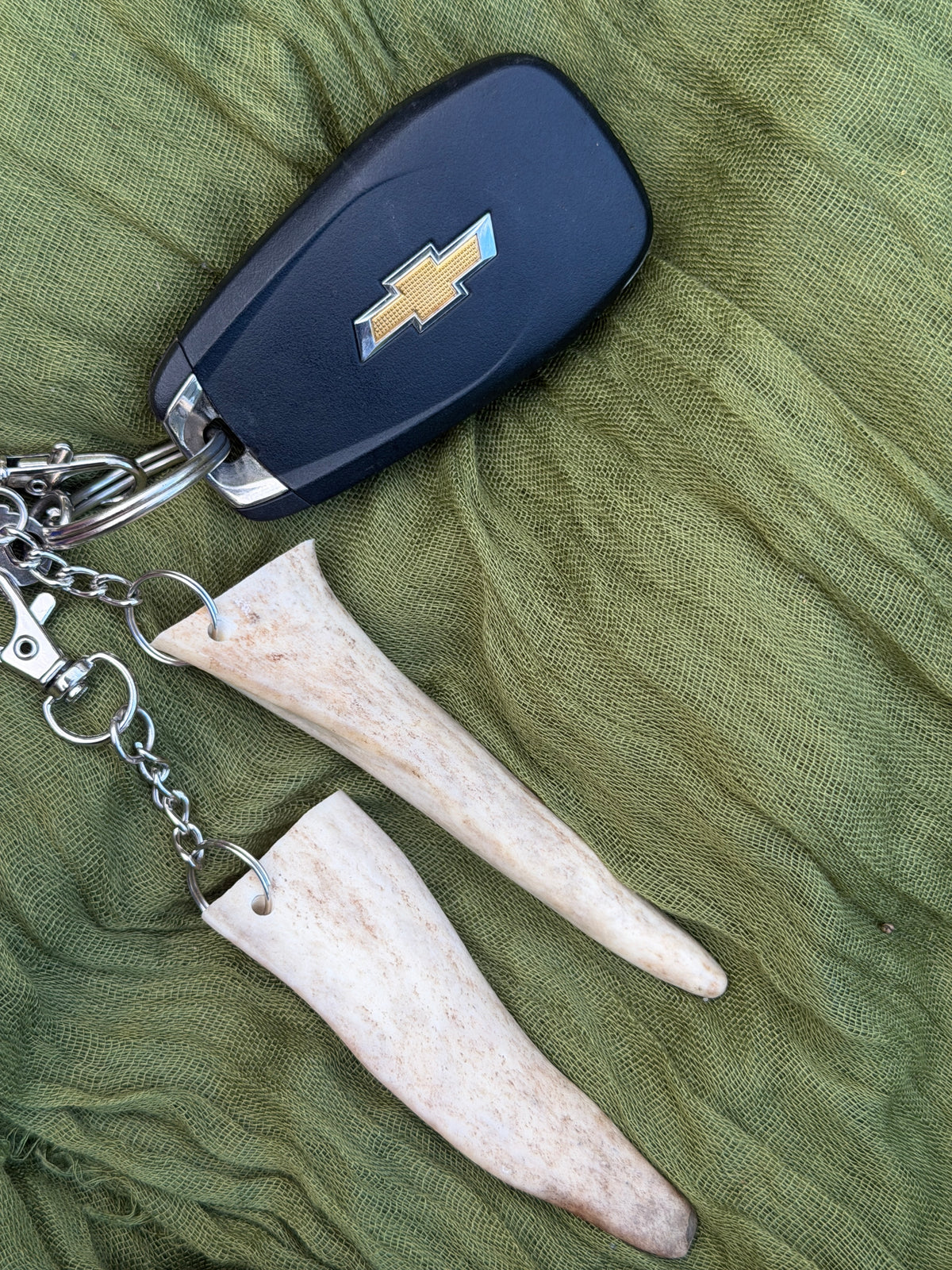 Deer antler keychain