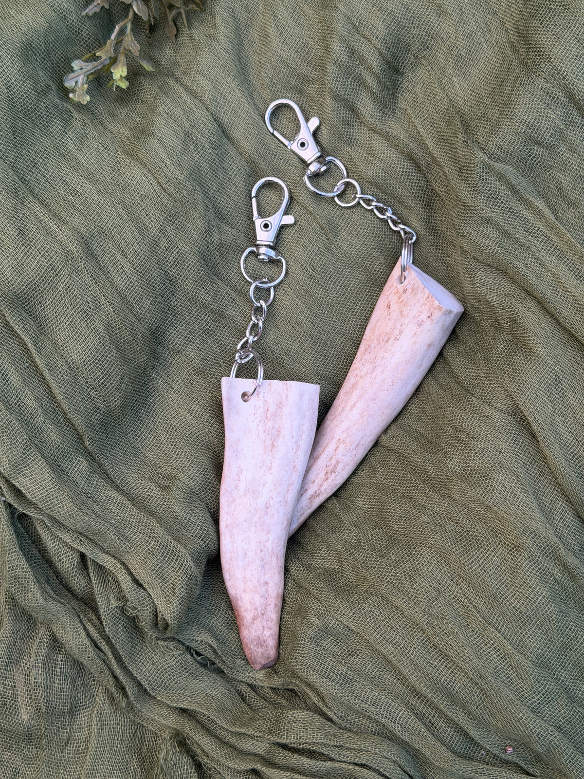 Deer antler keychain