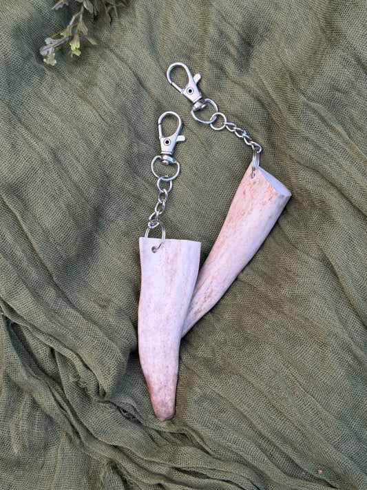 Deer antler keychain