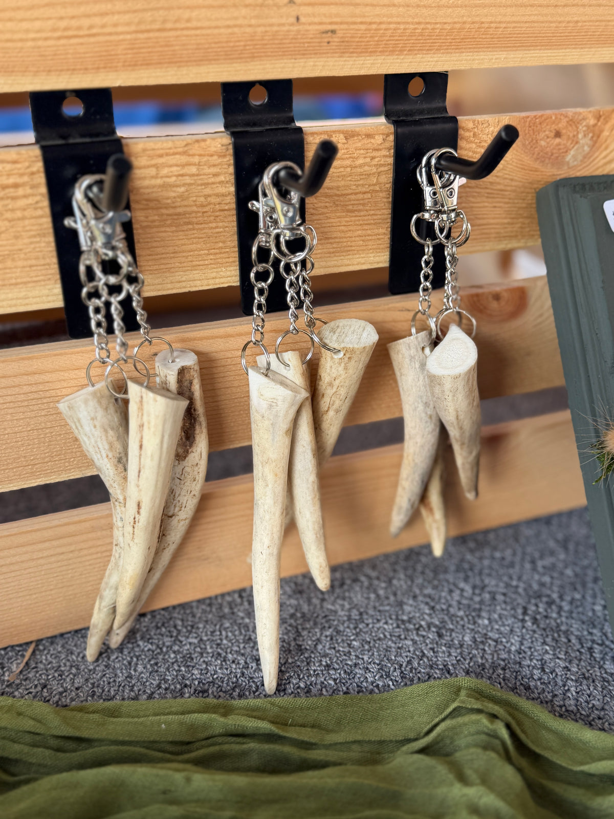 Deer antler keychain